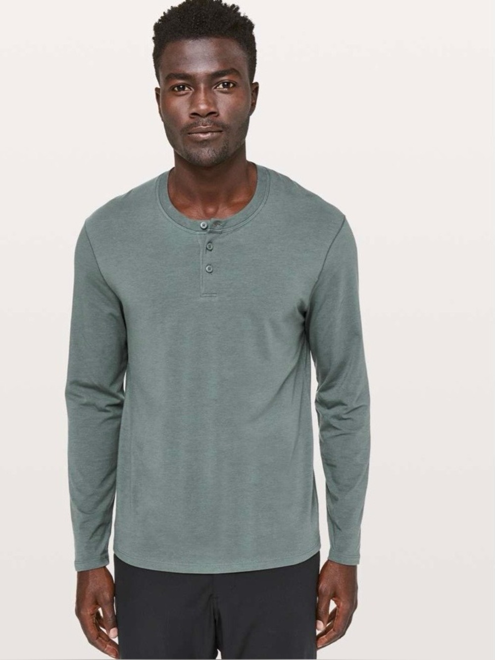 MENS Lululemon 5 Year Basic Long Sleeve Henley Sea Steel